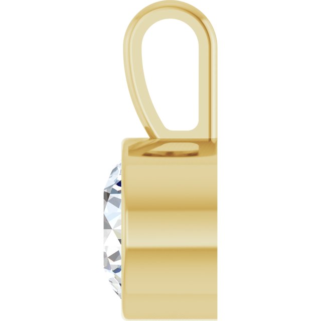 14K Yellow 9/10 CT Natural Diamond Bezel-Set Solitaire Pendant