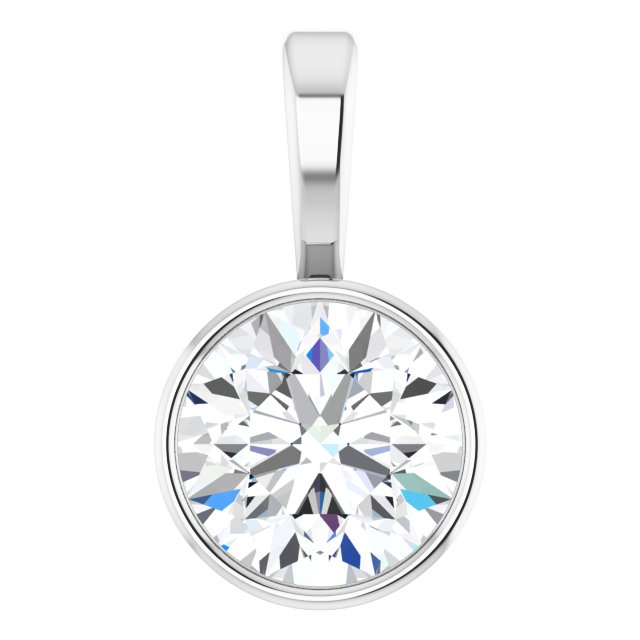 Sterling Silver 5/8 CT Lab-Grown Diamond Bezel-Set Solitaire Pendant
