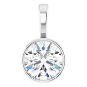 14K White 5/8 CT Lab-Grown Diamond Bezel-Set Solitaire Pendant