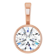 14K Rose 3/4 CT Natural Diamond Bezel-Set Solitaire Pendant