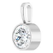 14K White 5/8 CT Lab-Grown Diamond Bezel-Set Solitaire Pendant
