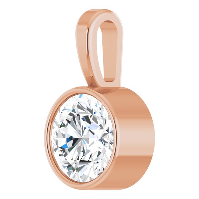 14K Rose 3/4 CT Natural Diamond Bezel-Set Solitaire Pendant