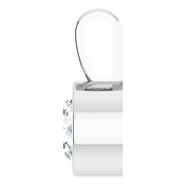 Sterling Silver 3/4 CT Natural Diamond Bezel-Set Solitaire Pendant