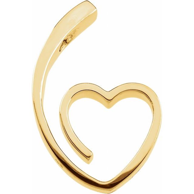 18K Yellow 25x15.5 mm Heart Slide Pendant