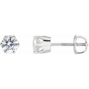 14K White 5 mm Imitation White Cubic Zirconia Stud Earrings