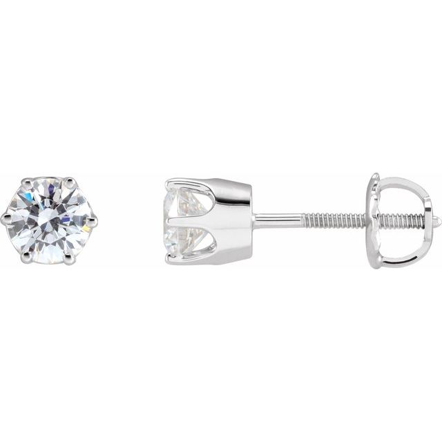 14K White 5 mm Imitation White Cubic Zirconia Stud Earrings