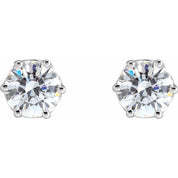 14K White 5 mm Imitation White Cubic Zirconia Stud Earrings