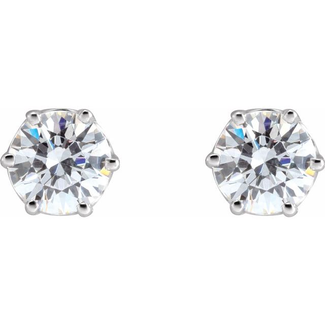 14K White 5 mm Imitation White Cubic Zirconia Stud Earrings