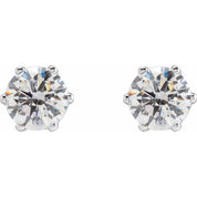 14K White 6 mm Imitation White Cubic Zirconia Stud Earrings