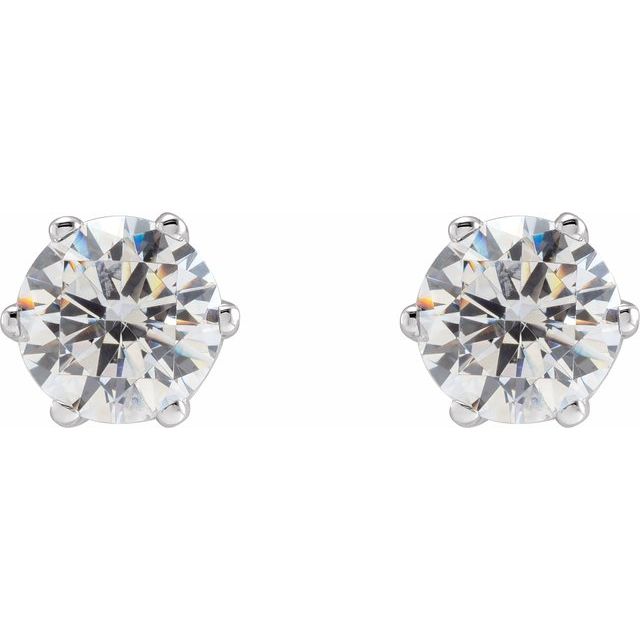 14K White 6 mm Imitation White Cubic Zirconia Stud Earrings