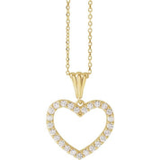 14K Yellow 3/8 CTW Natural Diamond Heart 18" Necklace