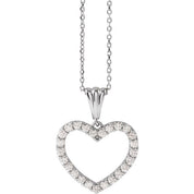 14K White 3/8 CTW Natural Diamond Heart 18" Necklace