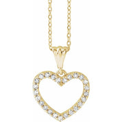 14K Yellow 1/5 CTW Natural Diamond Heart 18" Necklace