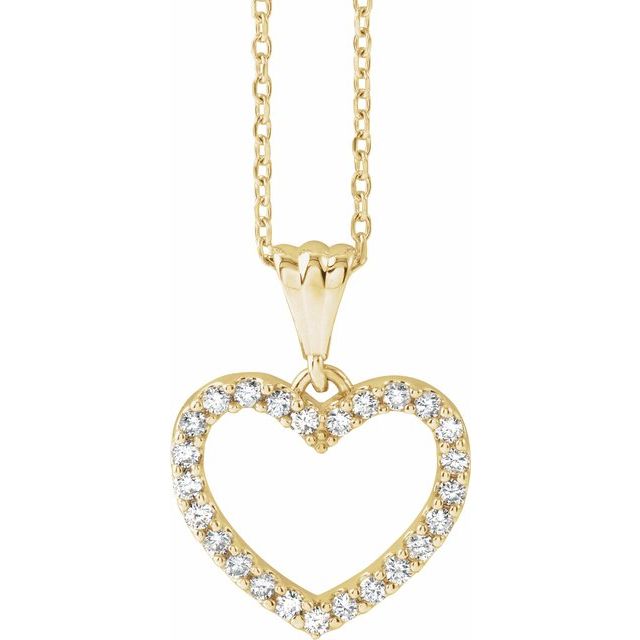 14K Yellow 1/5 CTW Natural Diamond Heart 18" Necklace