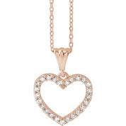 14K Rose 1/5 CTW Natural Diamond Heart 18" Necklace