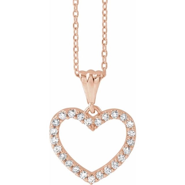 14K Rose 1/5 CTW Natural Diamond Heart 18" Necklace