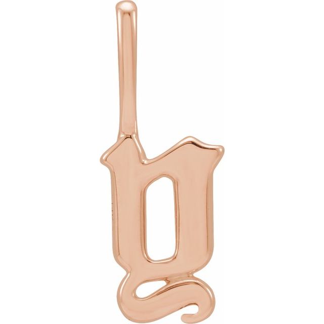 14K Rose Gothic Initial Y Charm/Pendant