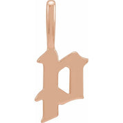 14K Rose Gothic Initial P Charm/Pendant