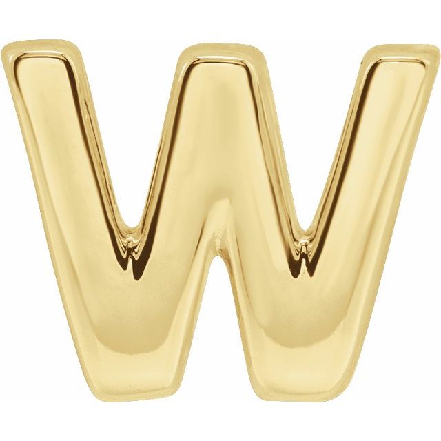14K Yellow Block Initial W Slide Pendant