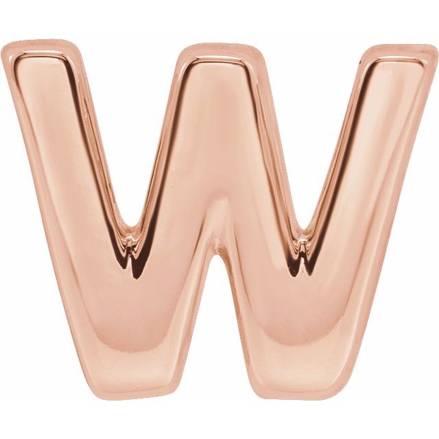 14K Rose Block Initial W Slide Pendant