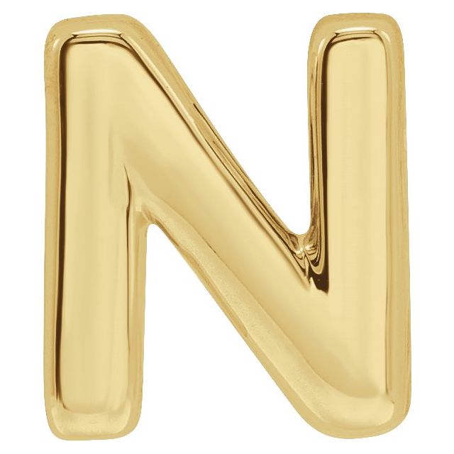 14K Yellow Block Initial N Slide Pendant