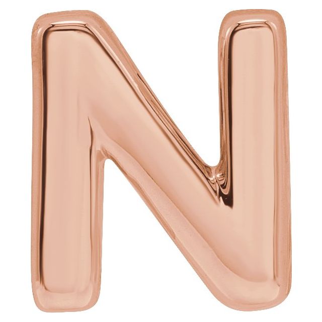14K Rose Block Initial N Slide Pendant