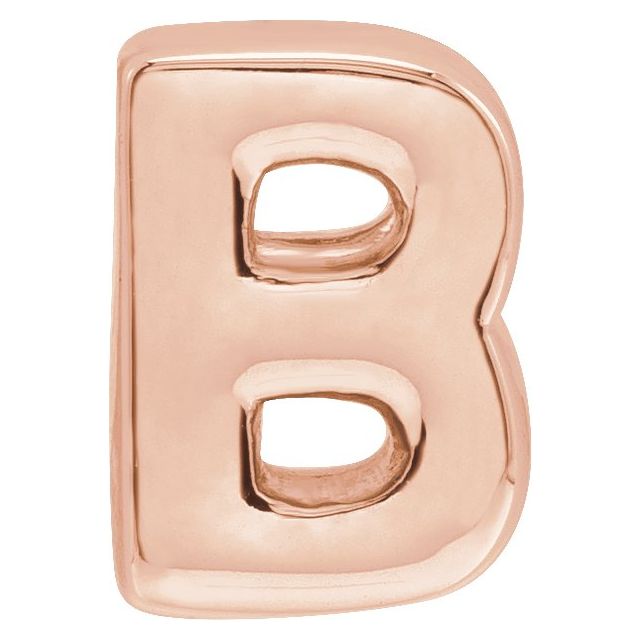14K Rose Block Initial B Slide Pendant