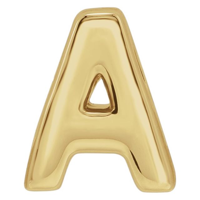 14K Yellow Block Initial A Slide Pendant