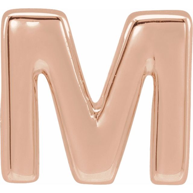 14K Rose Block Initial M Slide Pendant