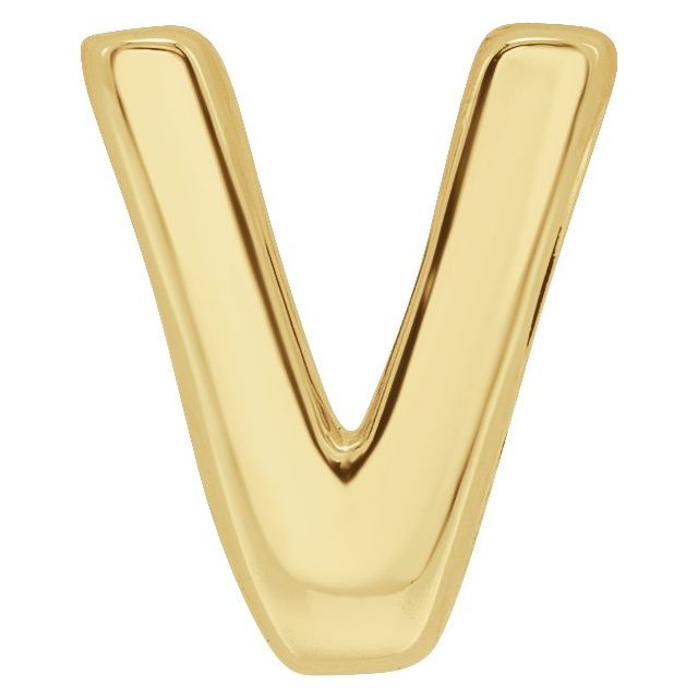 14K Yellow Block Initial V Slide Pendant