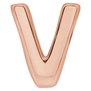 14K Rose Block Initial V Slide Pendant