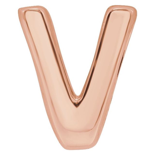 14K Rose Block Initial V Slide Pendant