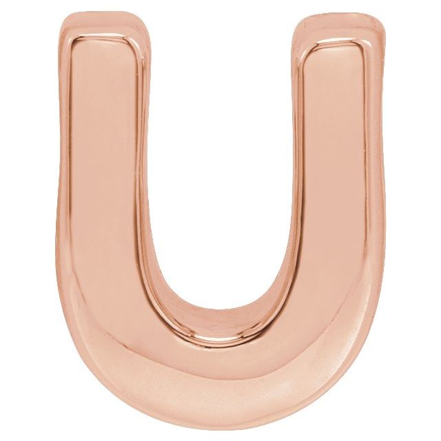 14K Rose Block Initial U Slide Pendant