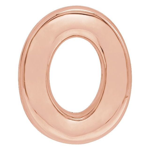 14K Rose Block Initial O Slide Pendant