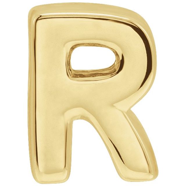 14K Yellow Block Initial R Slide Pendant
