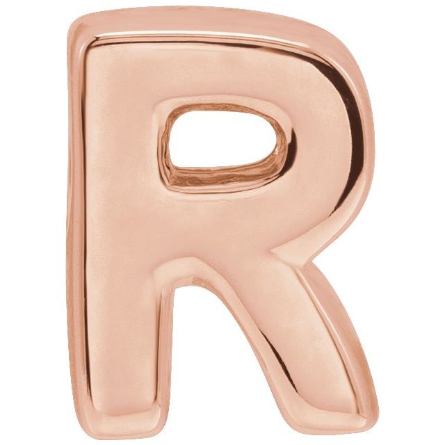 14K Rose Block Initial R Slide Pendant