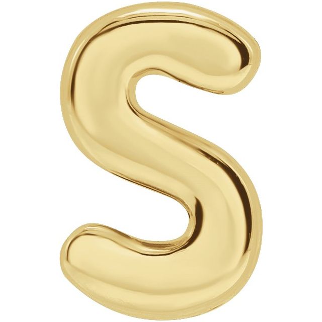 14K Yellow Block Initial S Slide Pendant