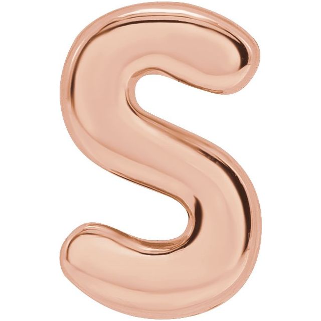 14K Rose Block Initial S Slide Pendant