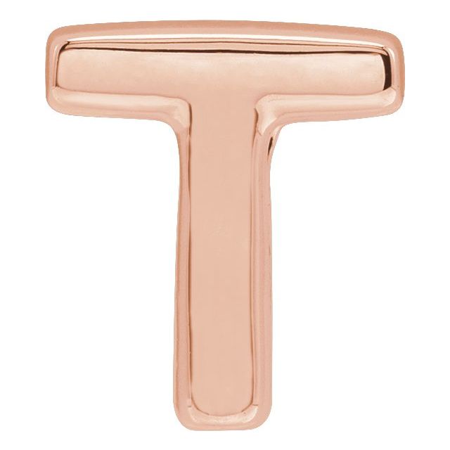 14K Rose Block Initial T Slide Pendant