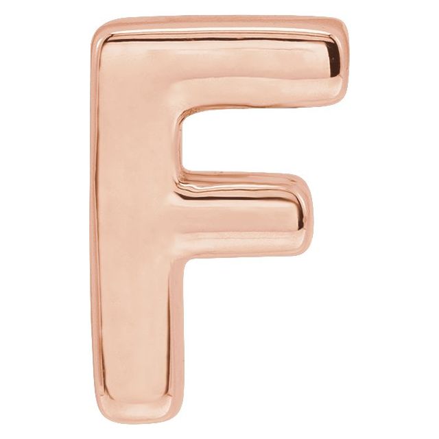 14K Rose Block Initial F Slide Pendant