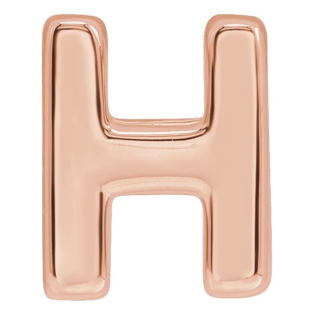 14K Rose Block Initial H Slide Pendant