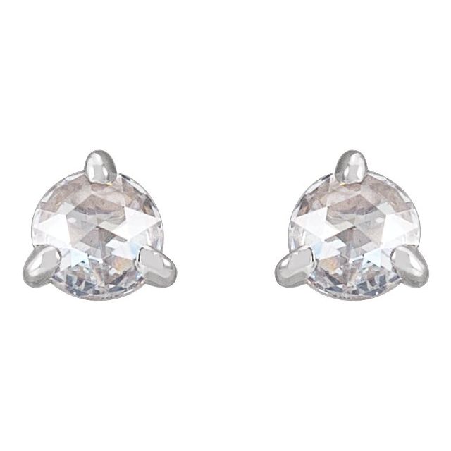 Sterling Silver 1/5 CTW Rose-Cut Natural Diamond Stud Earrings