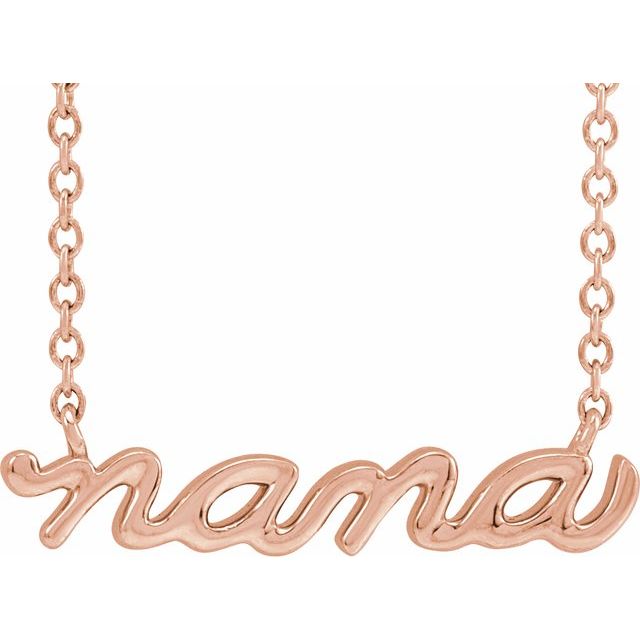 14K 19.57x4.61 mm Nana 18" Necklace in Yellow, White, and Rose Gold
