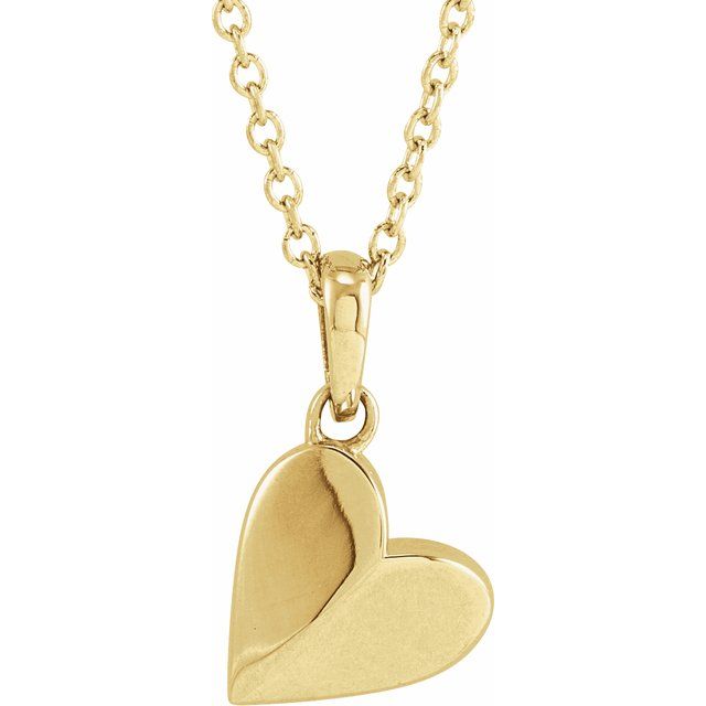 14K Heart Necklace 16-18" Length Elegant Pendant Jewelry for Women