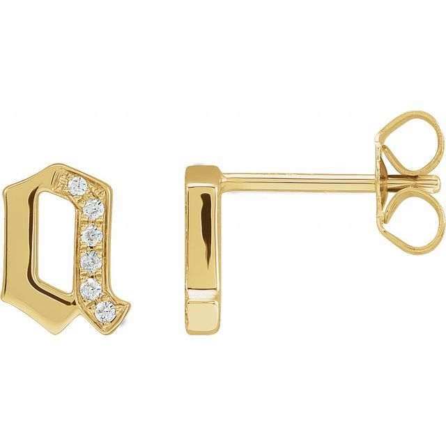 14K Yellow Gold .03 CTW Natural Diamond Gothic Initial A Earring