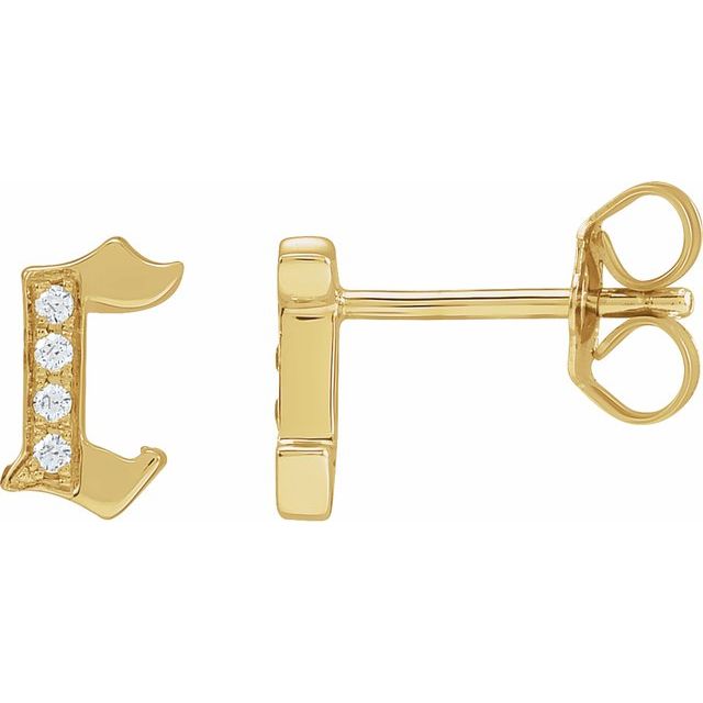 14K Yellow Gold .03 CTW Natural Diamond Gothic Initial C Earring - Stylish Personalization