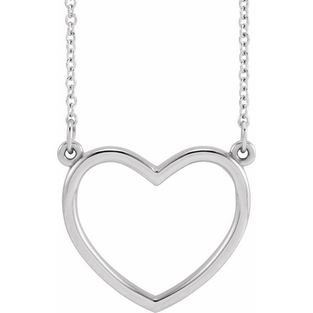Platinum Heart 16" Necklace - Elegant Jewelry by Platinum - Motek Jewelry