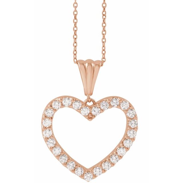 14K Rose 1 CTW Natural Diamond Heart 18" Necklace
