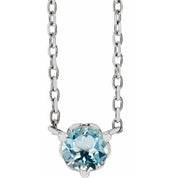 Sterling Silver Natural Sky Blue Topaz Solitaire 18" Necklace