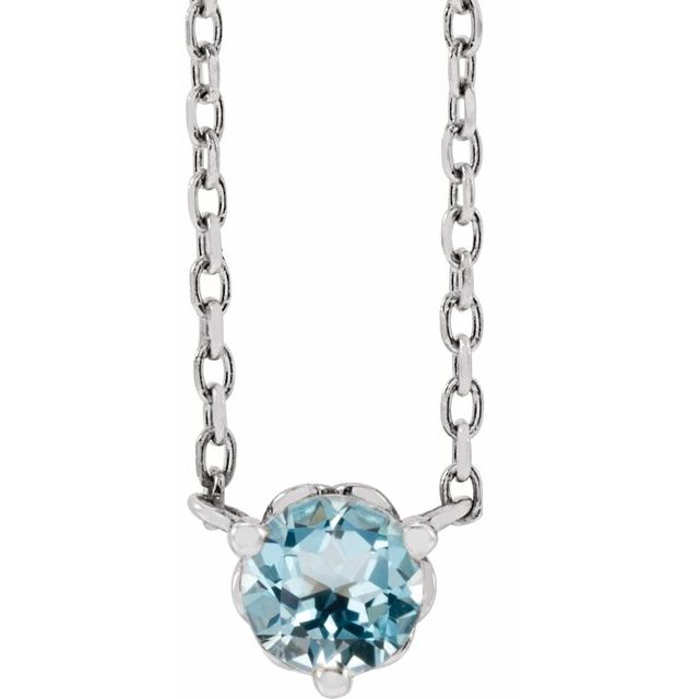 Sterling Silver Natural Sky Blue Topaz Solitaire 18" Necklace